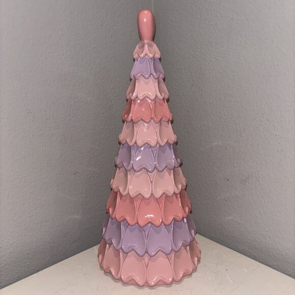 Valentines Day Pastel Pink & Purple Hearts Tiered Tree Tabletop Decor 12" NEW - Picture 2 of 4